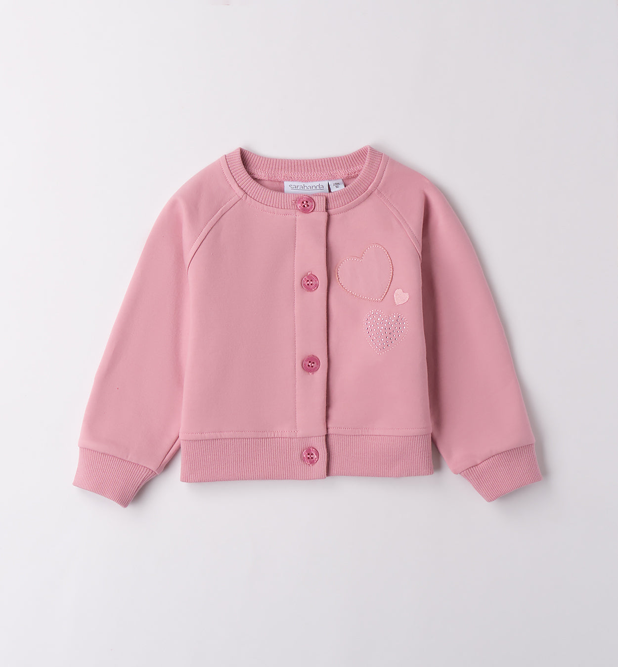 0F226 FELPA APERTA ML CON ZIP O CON BOTTONI BAMBINA SARABANDA