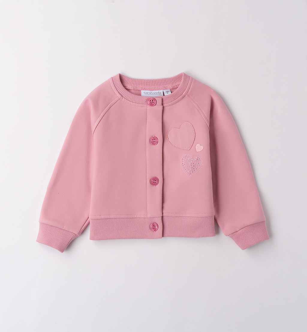0F226 FELPA APERTA ML CON ZIP O CON BOTTONI BAMBINA SARABANDA