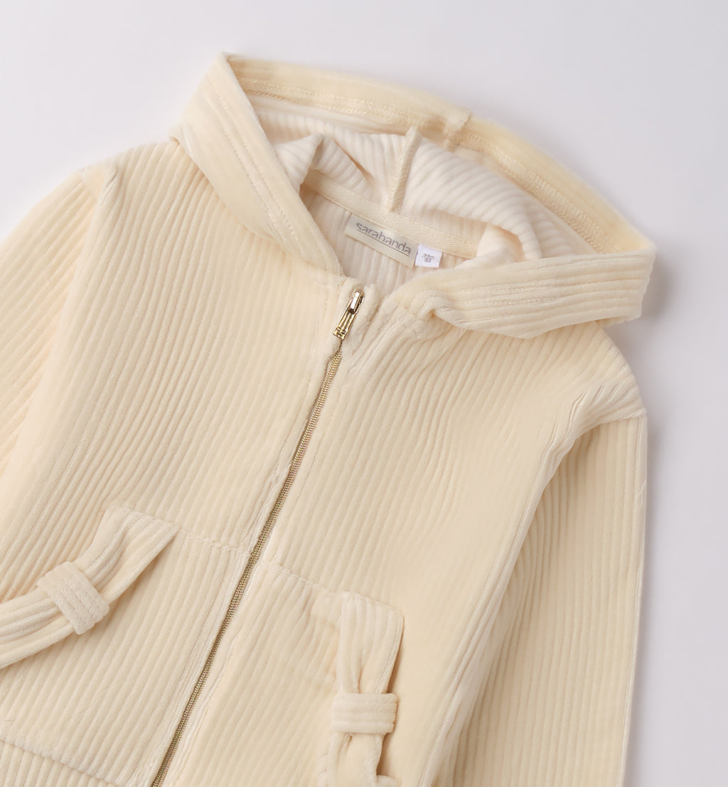 0F304 FELPA APERTA ML CON ZIP O CON BOTTONI BAMBINA SARABANDA