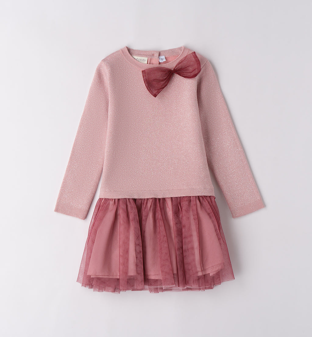 0F340 ABITO MAGLIA TAGLIATA CON MANICA BAMBINA SARABANDA