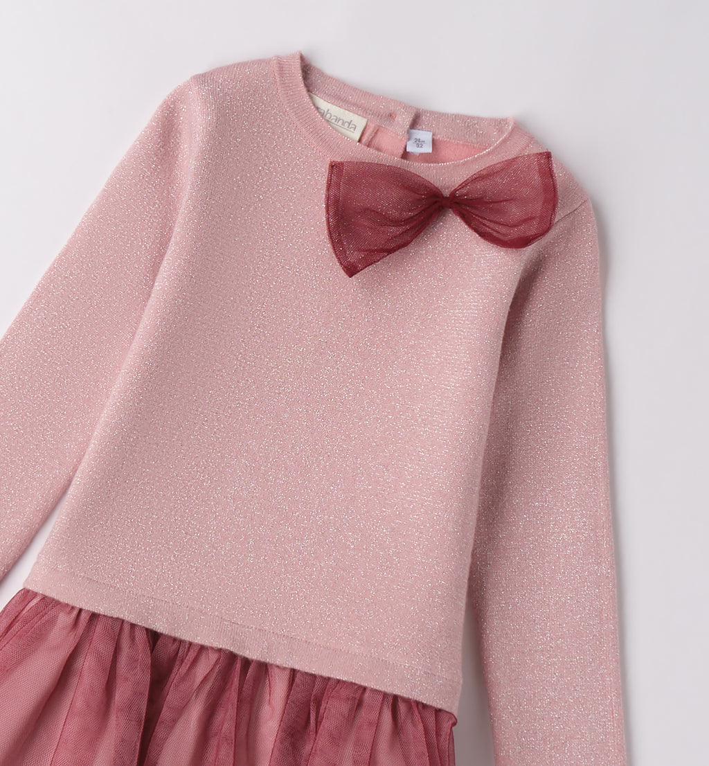 0F340 ABITO MAGLIA TAGLIATA CON MANICA BAMBINA SARABANDA