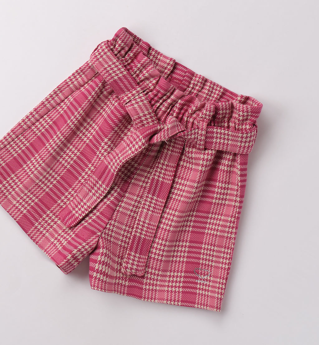 0F360 PANTALONE TESSUTO NAVETTA CORTO BAMBINA SARABANDA