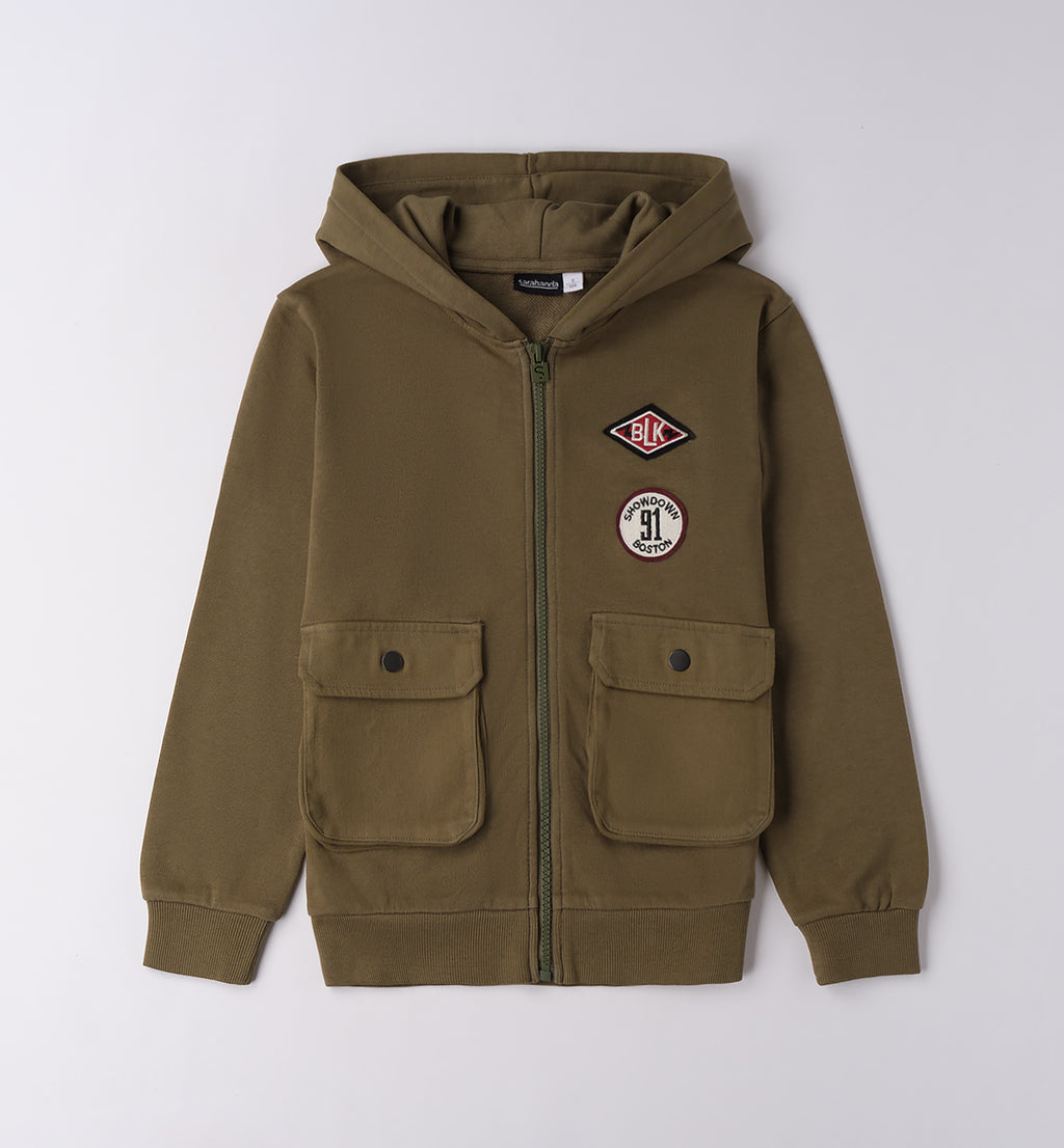 0F660 FELPA APERTA ML CON ZIP O CON BOTTONI RAGAZZO SARABANDA