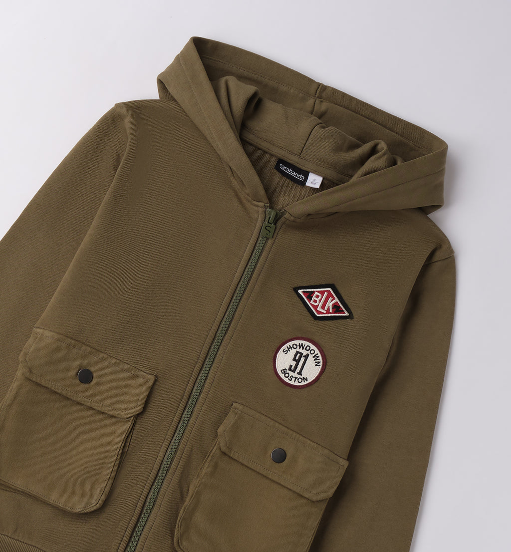 0F660 FELPA APERTA ML CON ZIP O CON BOTTONI RAGAZZO SARABANDA