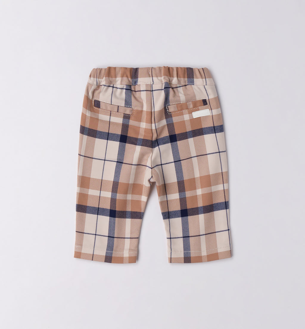 3F681 PANTALONE TESSUTO NAVETTA LUNGO QUADRI NEONATO SARABANDA