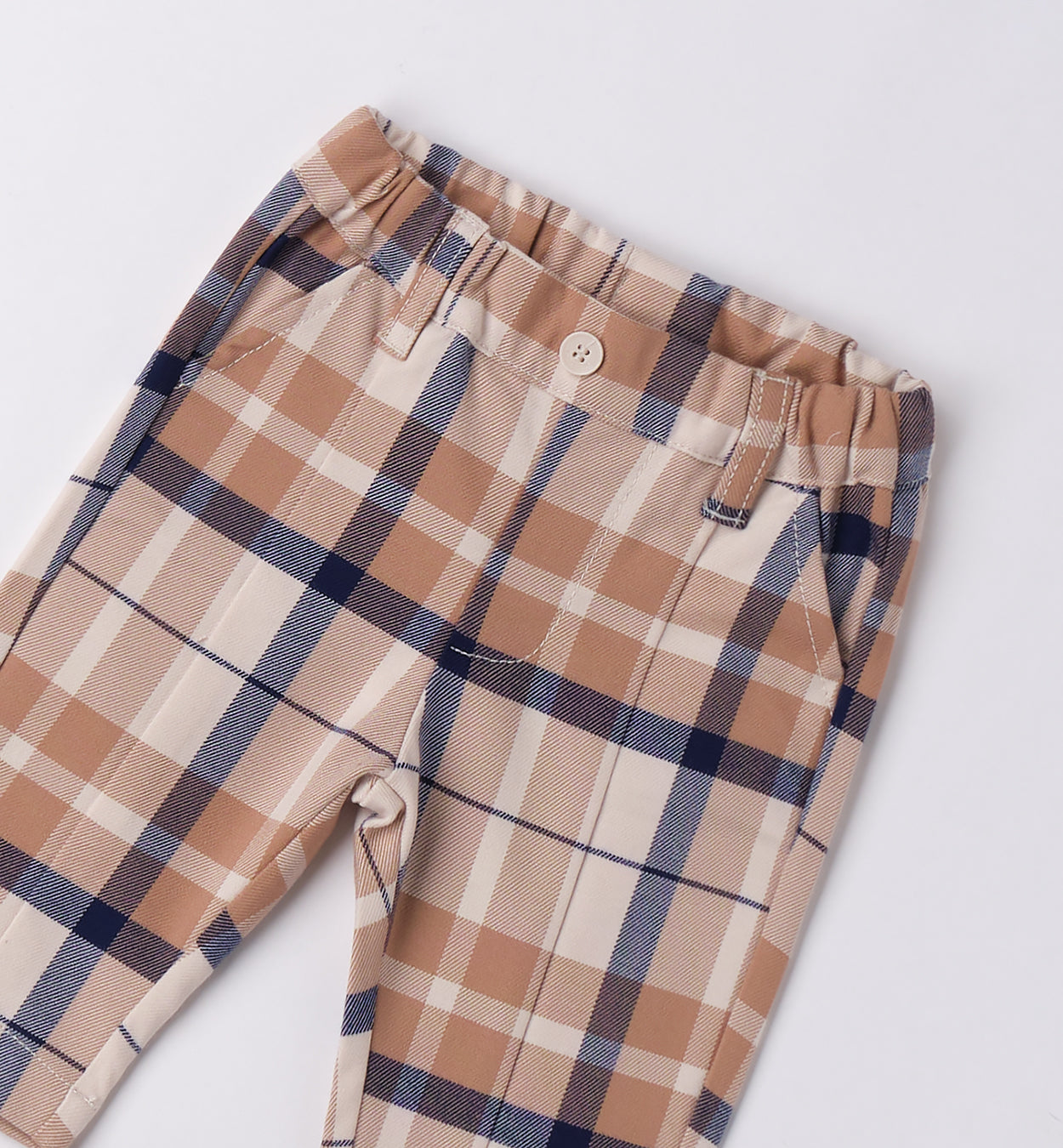 3F681 PANTALONE TESSUTO NAVETTA LUNGO QUADRI NEONATO SARABANDA